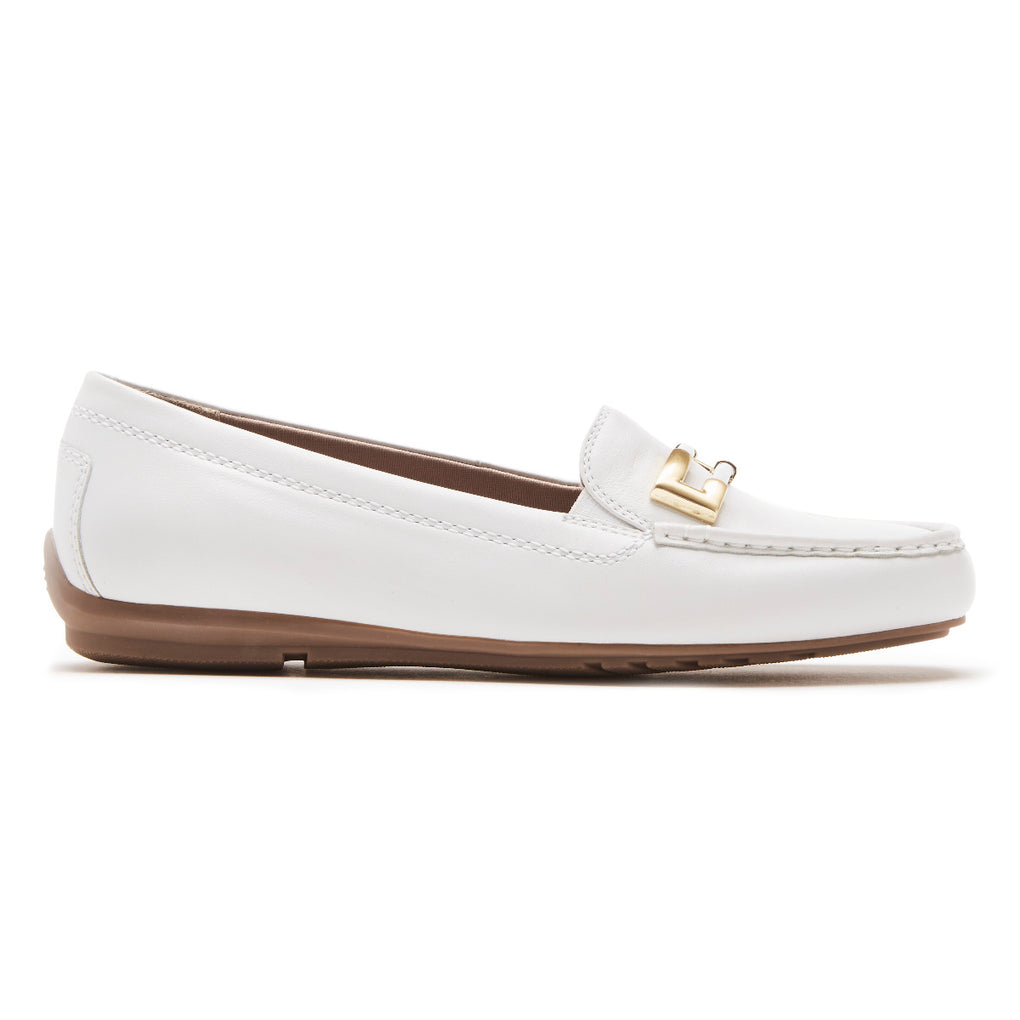 Mocassim De Ornamento De Driver De Movimento Total Feminino Rockport Branco