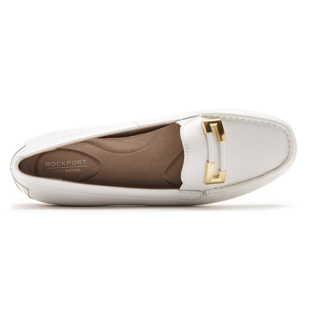 Mocassim De Ornamento De Driver De Movimento Total Feminino Rockport Branco