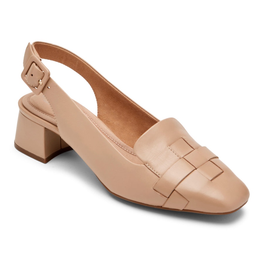 Rockport Movimento Total Feminino Esma Calcanhar Tecido Bege Neutro