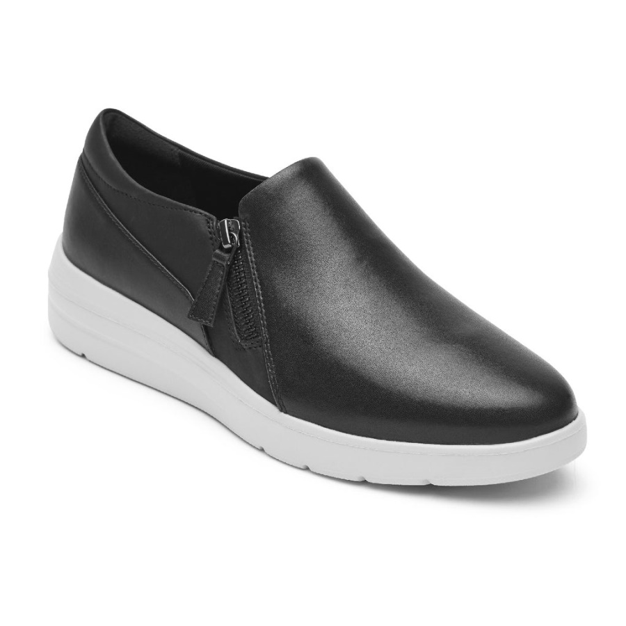 Tênis Rockport Feminino Total Motion Lillie Com Zíper Lateral Preto