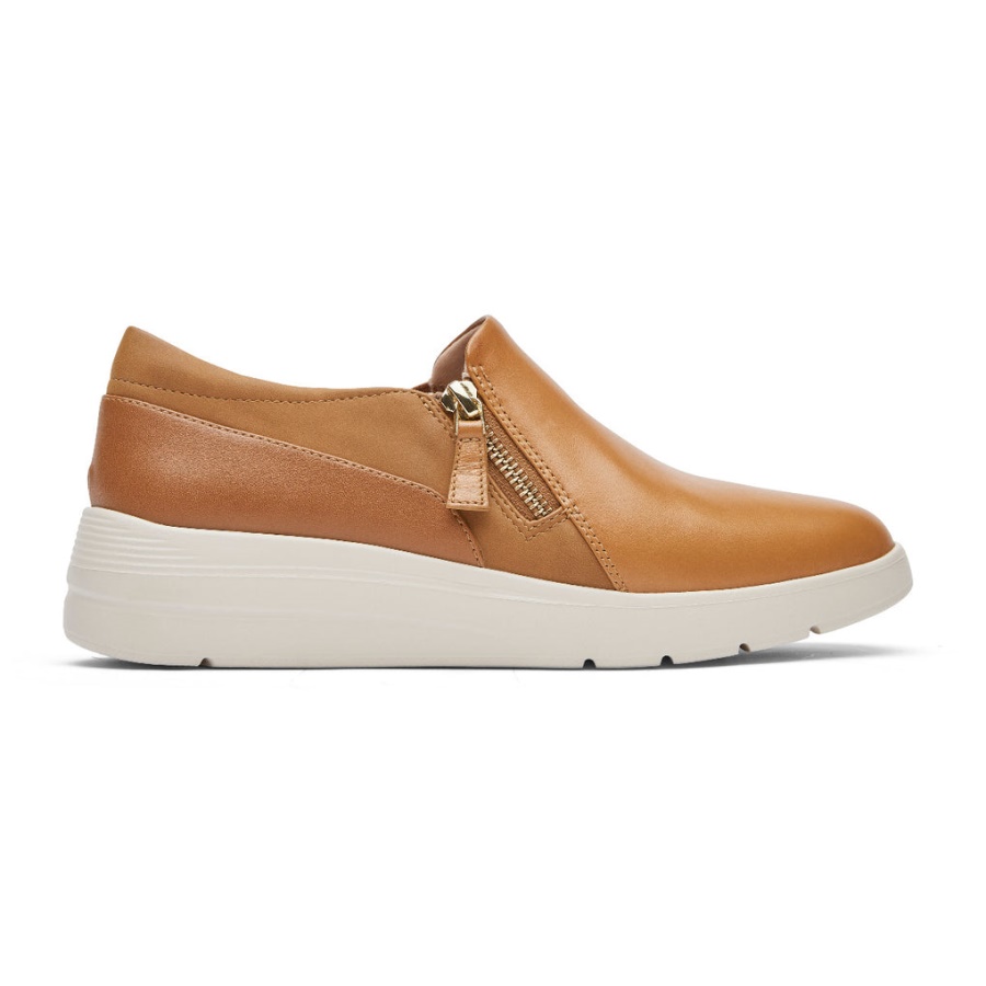 Tênis Feminino Rockport Total Motion Lillie Com Zíper Lateral Mel