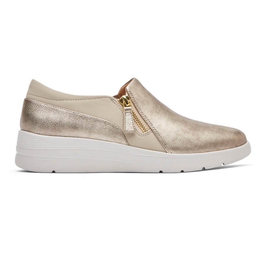 Tênis Feminino Rockport Total Motion Lillie Com Zíper Lateral Starlight