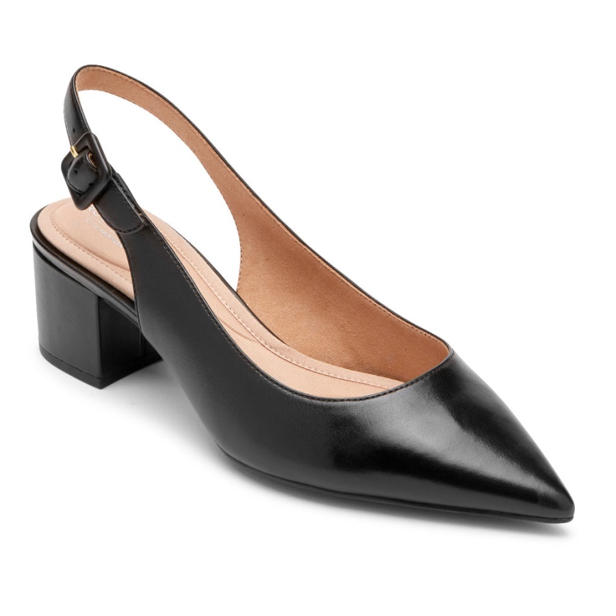 Rockport Movimento Total Feminino Noelle Salto Slingback Couro Preto