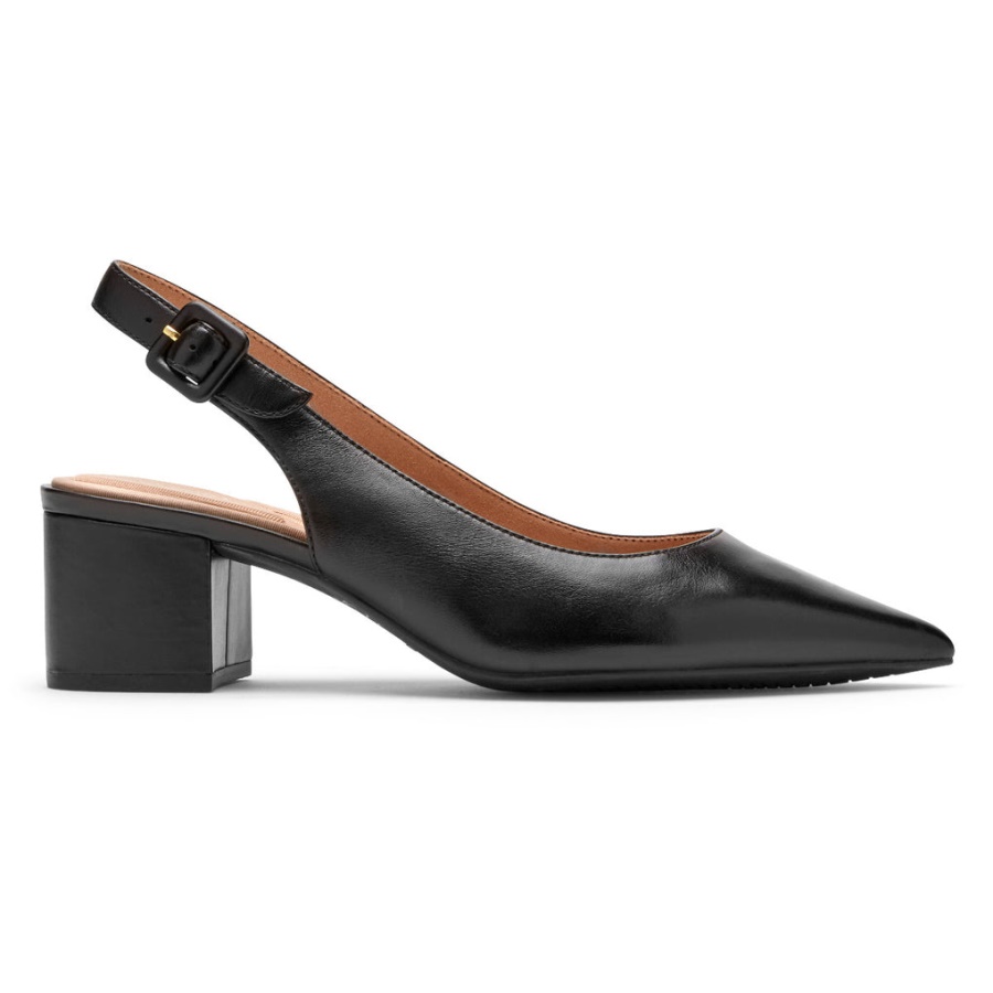 Rockport Movimento Total Feminino Noelle Salto Slingback Couro Preto