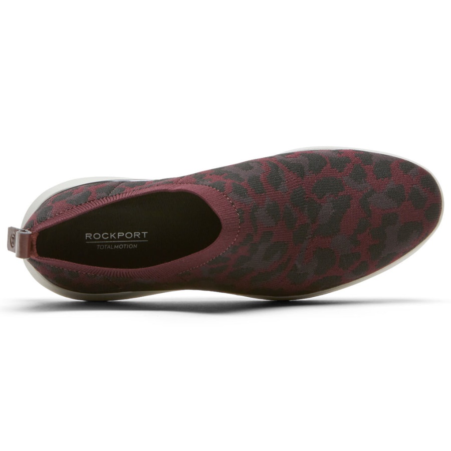 Rockport Women's Total Motion Sport High Slip-on Oxblood Leopard
