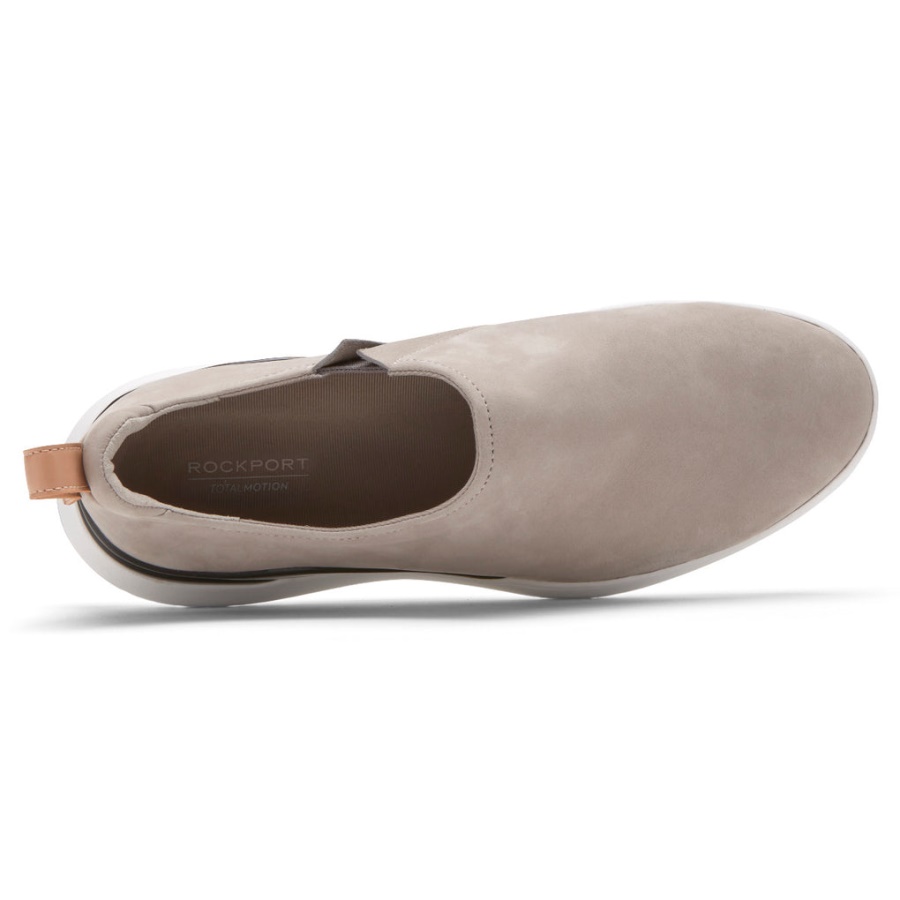 Rockport Feminino Movimento Total Esporte Alto Slip-on Cinza Aço Nubuck