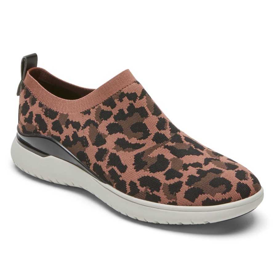 Rockport Women's Total Motion Sport High Slip-on Tan Leopard