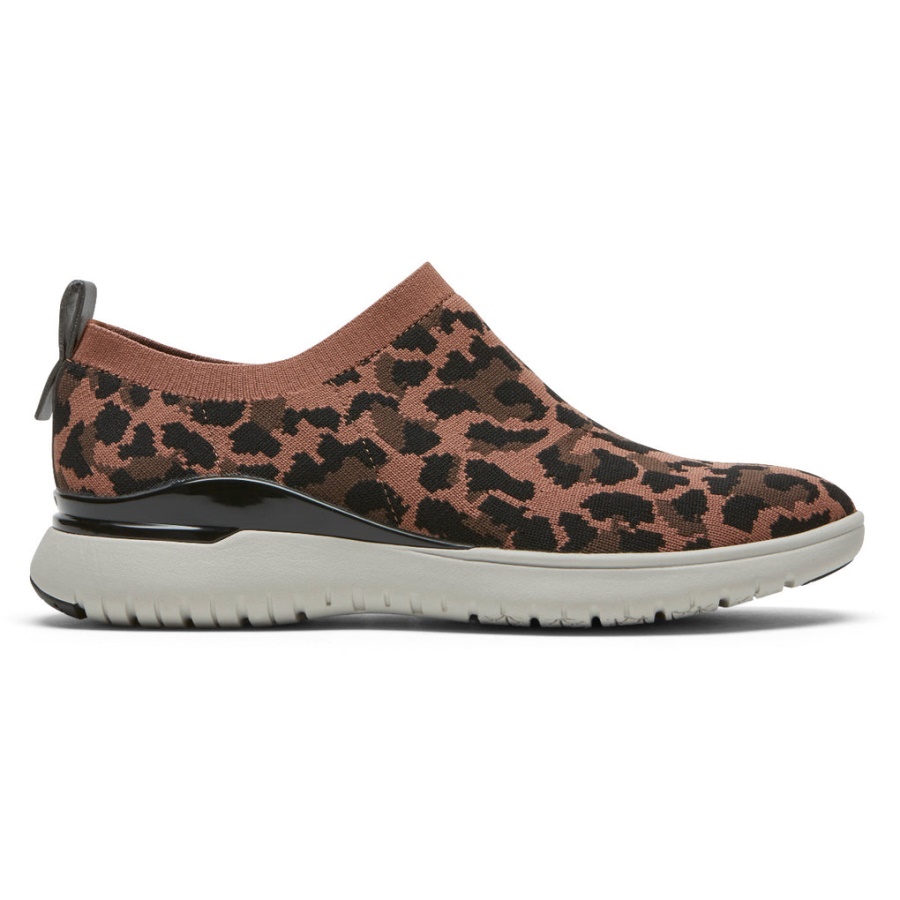 Rockport Women's Total Motion Sport High Slip-on Tan Leopard