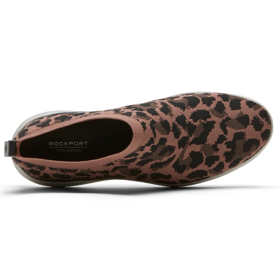 Rockport Women's Total Motion Sport High Slip-on Tan Leopard