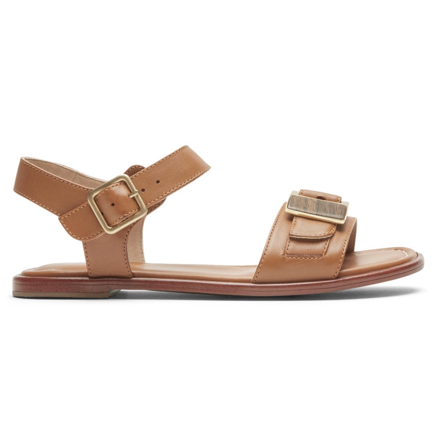 Sandália Feminina Rockport Total Motion Zadie Fivela Couro Cominho