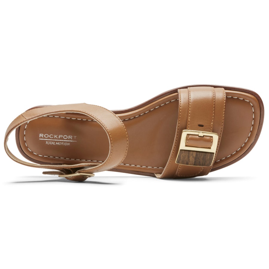 Sandália Feminina Rockport Total Motion Zadie Fivela Couro Cominho