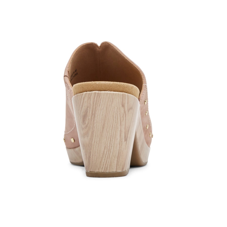Sandália Feminina Rockport Vivianne Slide Toscana Rosa Cravejado
