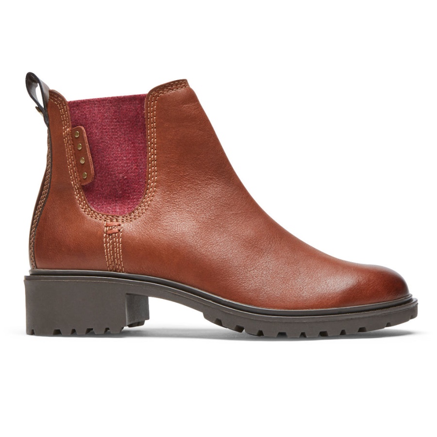 Bota Feminina De Inverno Chelsea Rockport Impermeável Marrom